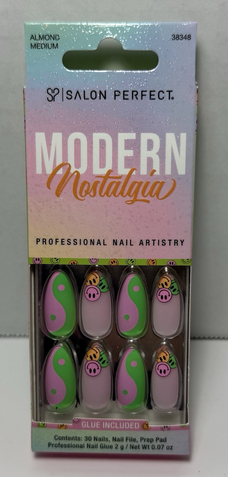 Salon Perfect Modern Nostalgia Fake Press On Nails Ying Yang Medium Almond NEW