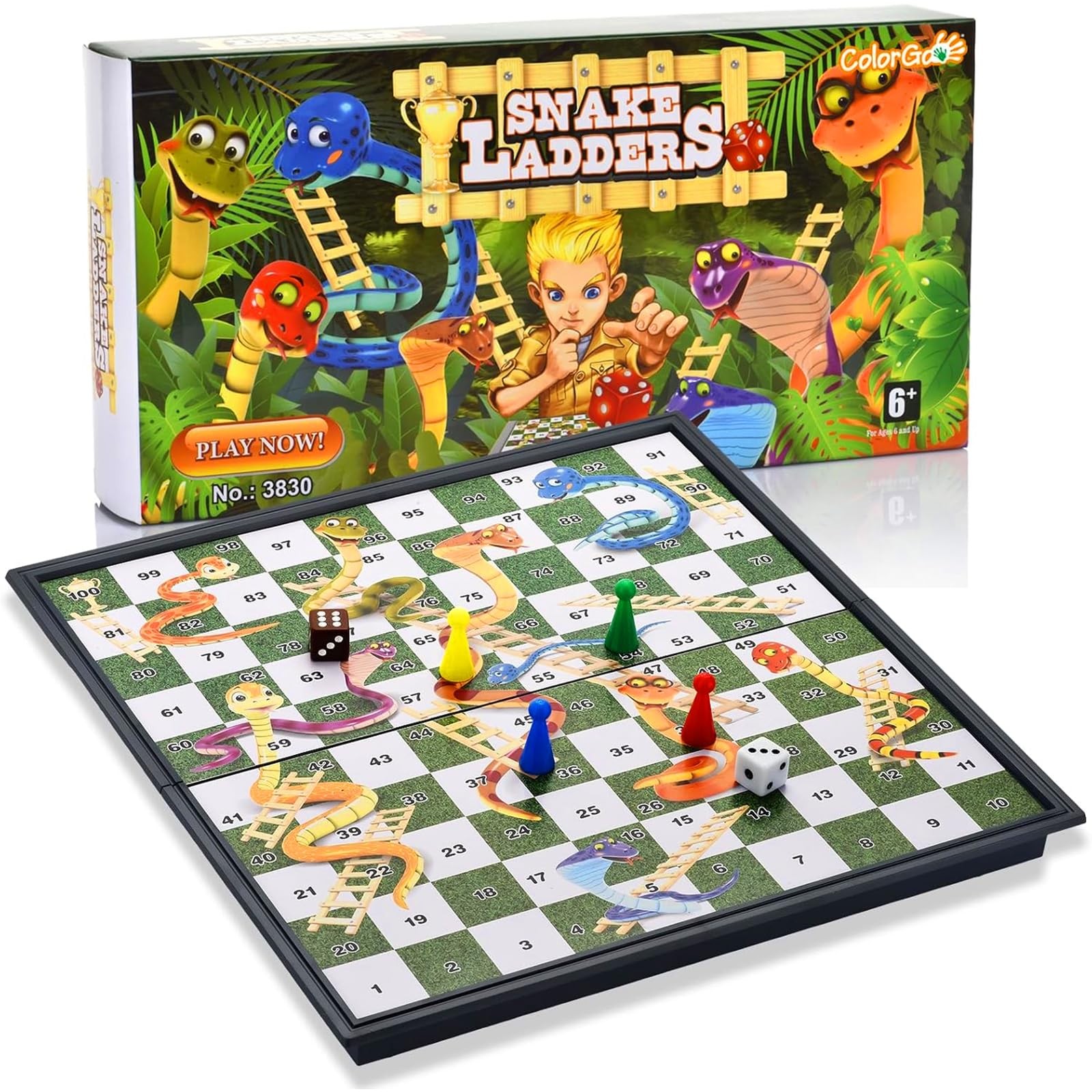 ColorGo Magnetic Snakes and Ladders Board Games with Small, Multi-color