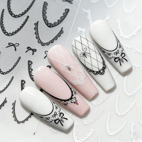 French Line Nail Art Stickers Aesthetic Lace Lines French Tip Nail Stickers
