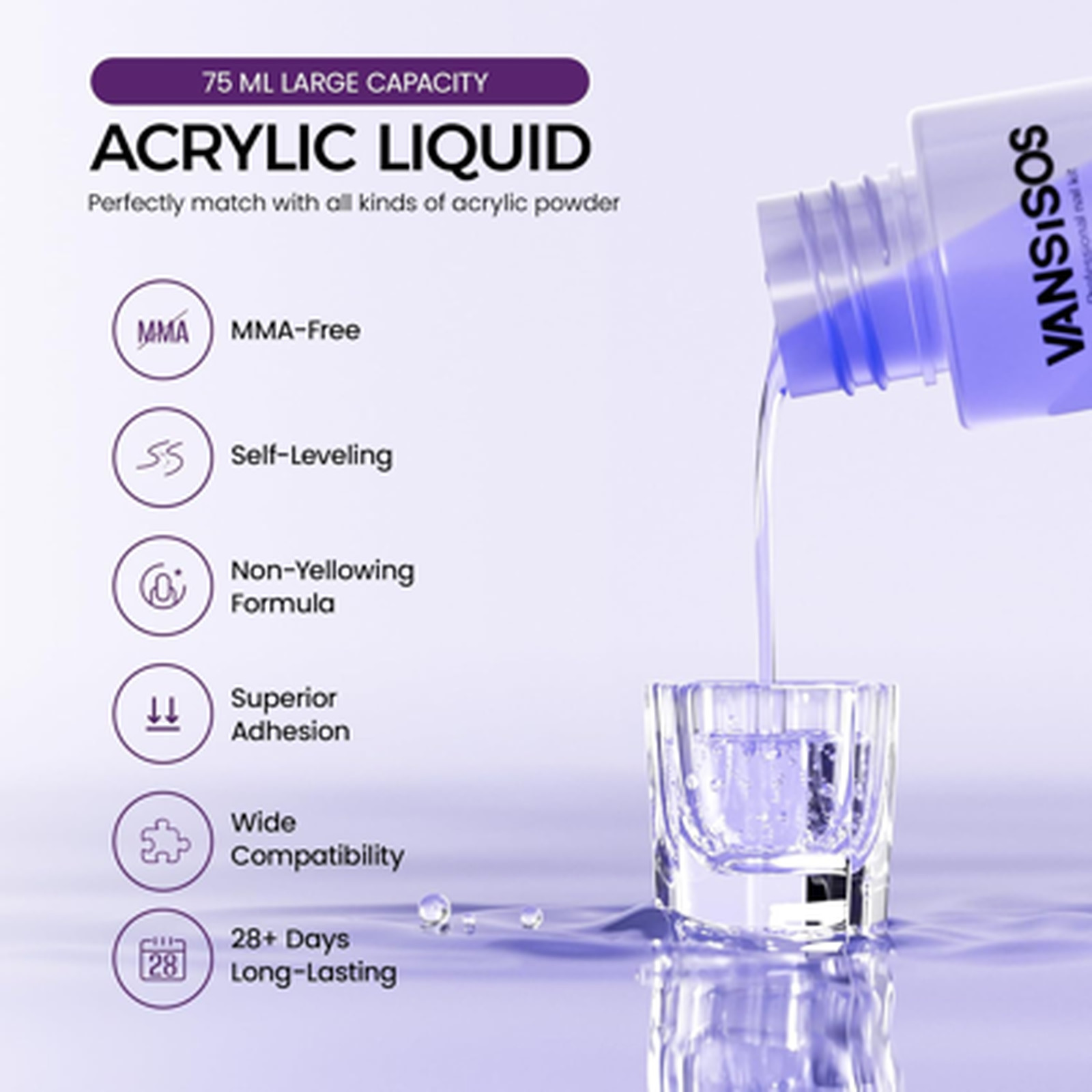 Acrylic Nail Kit Clear Powder Liquid Set with Nail Brush Forms for Home and