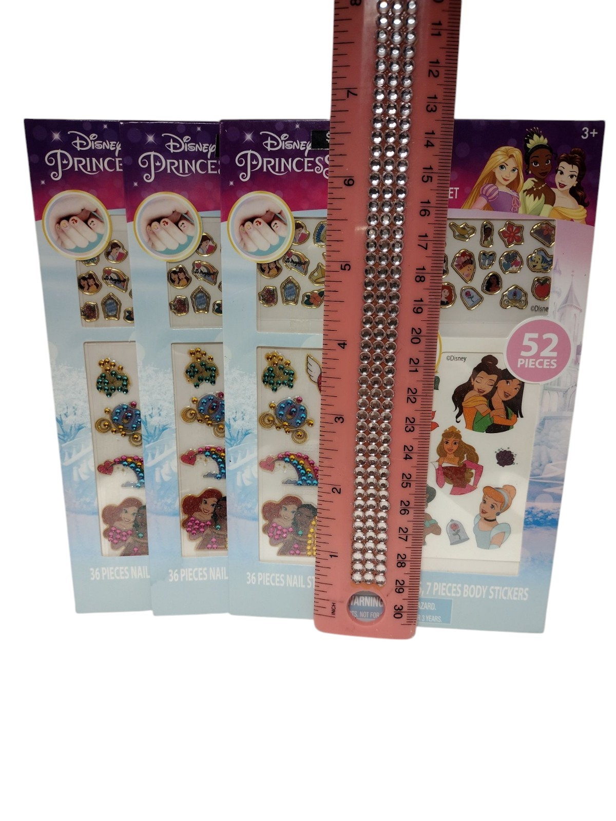 3 Disney Princess Kids Cartoon NAIL BODY STICKER ART SET Temporary Tattoos Decal