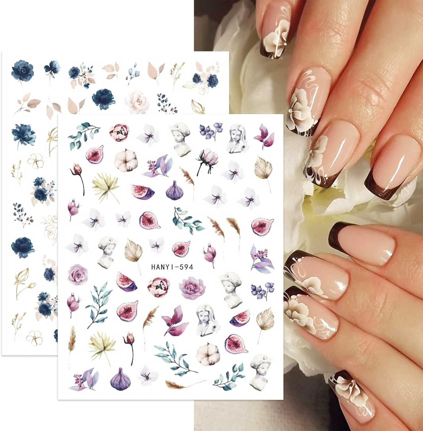 10 Sheets Self-Adhesive Spring Floral Nail Art Stickers – Elegant DIY Designs