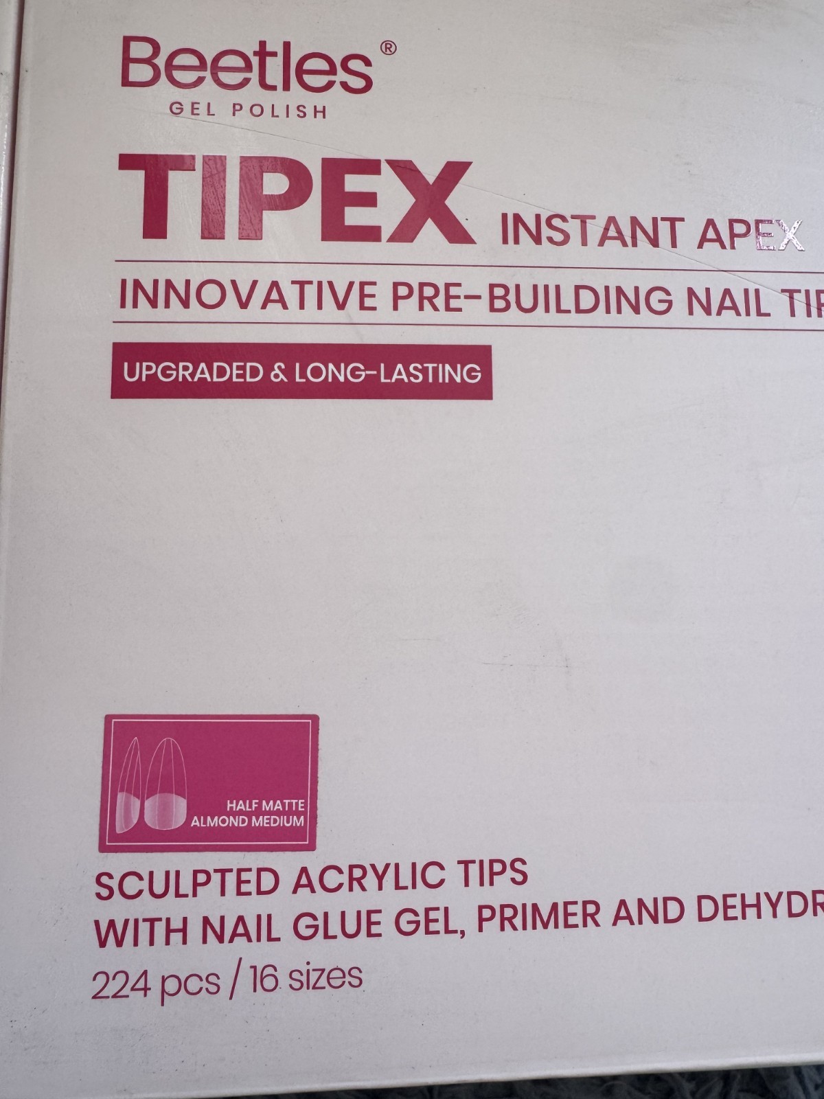 Beetles TIPEX Instant Apex Nail Tips Kit Square Medium Clear Matte 224PCS