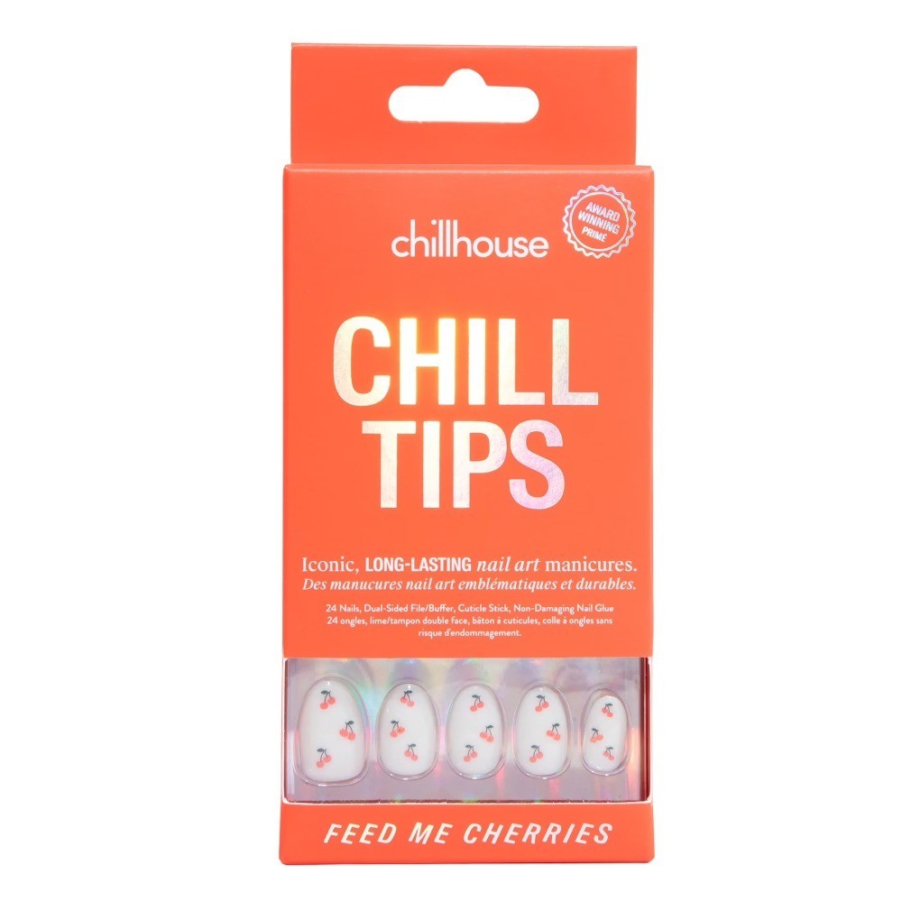 Chill Tips Press On Nails, Feed Me Cherries, Oval Style, 30 Count