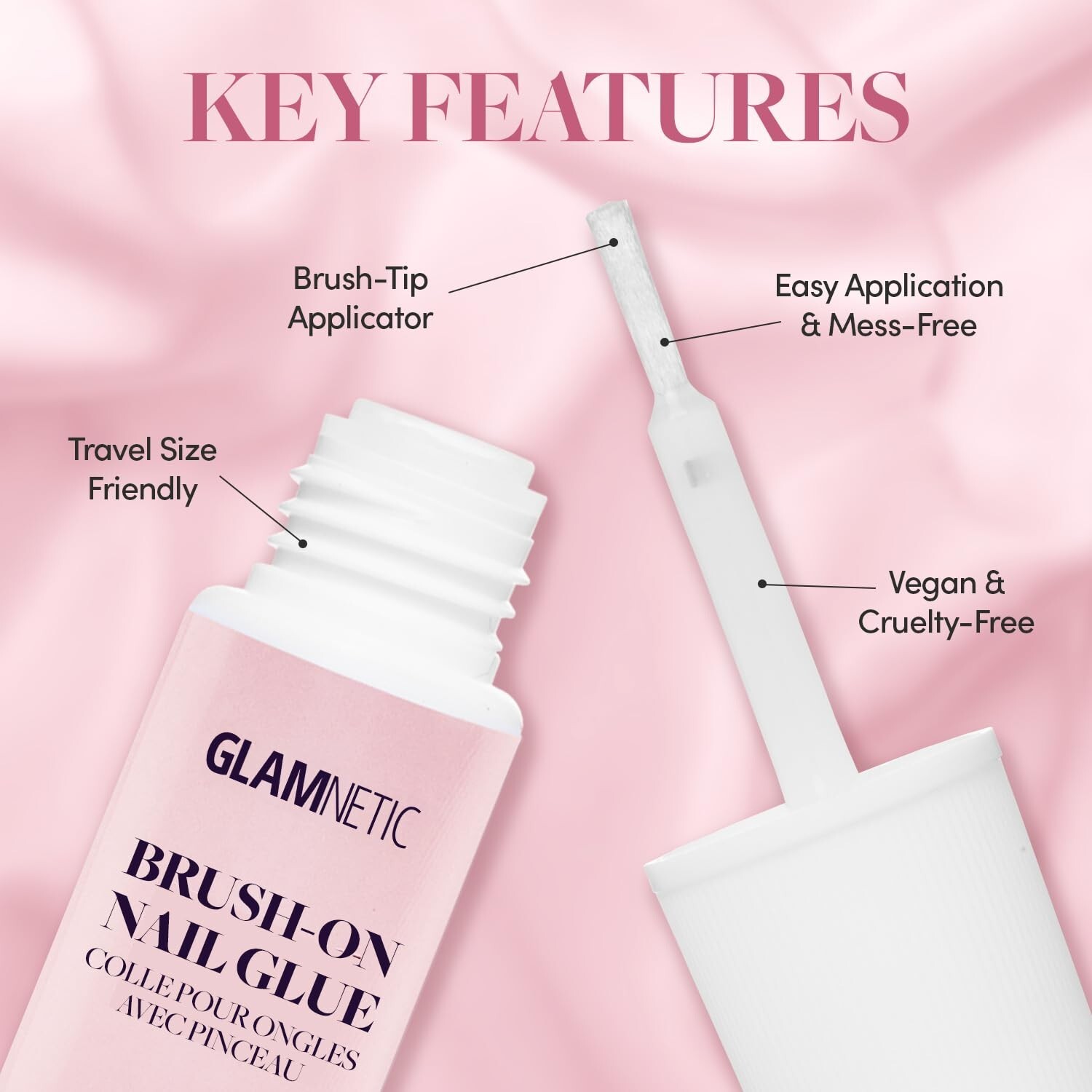 Vegan Brush-On Nail Glue with Travel-Friendly Size for Easy Applications