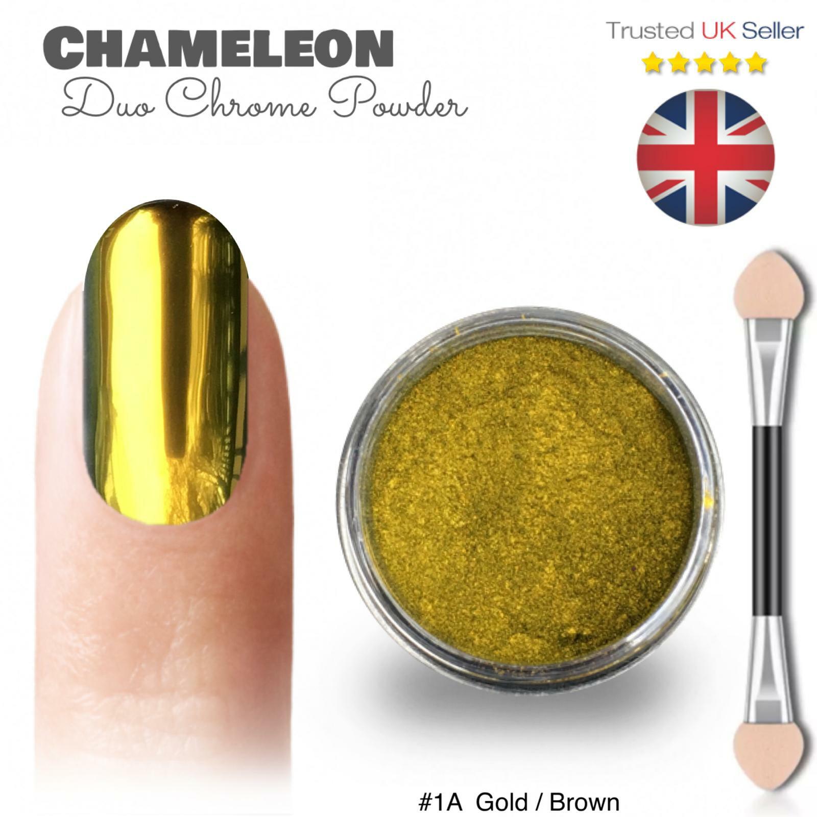 Nail Chameleon Chrome Powder Ultra Fine Colour Shifting Mirror Effect Nails Gold