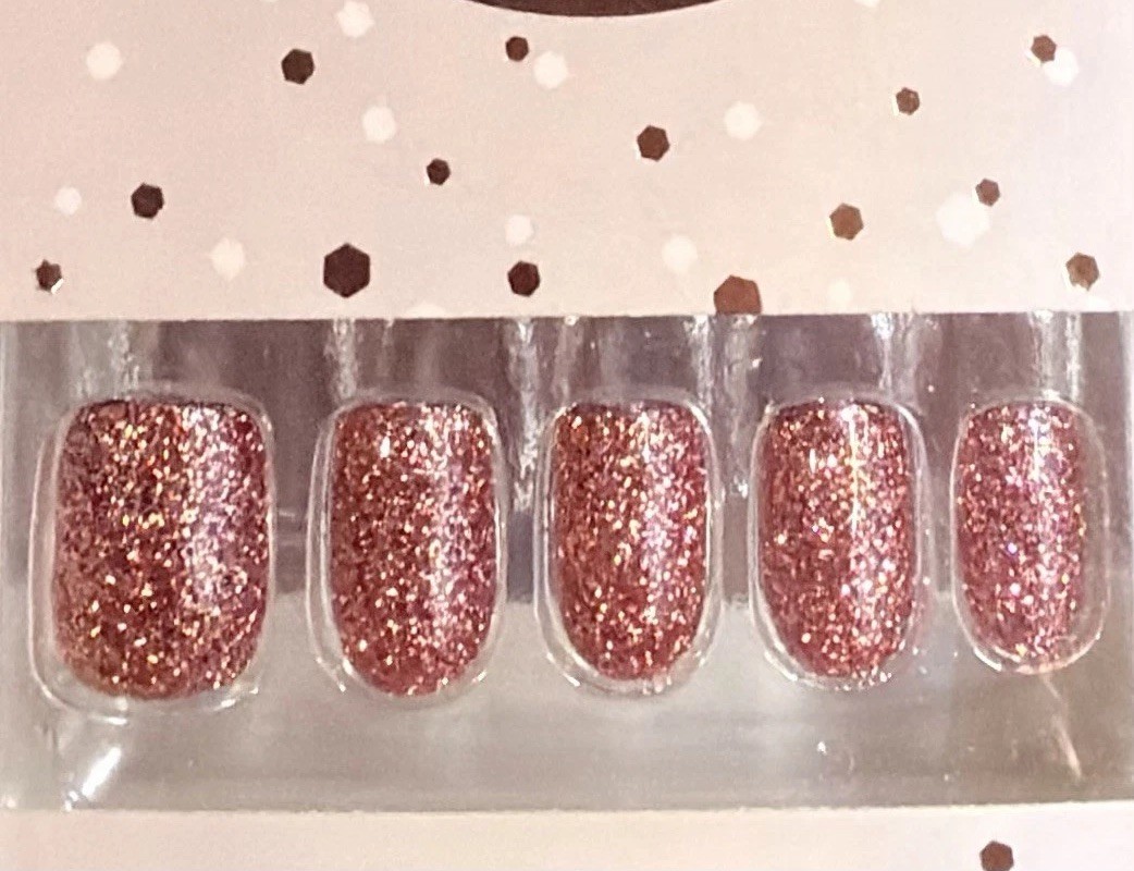 Red Aspen Press On Short Squoval Acrylic Pink Glitter Sparkle On, Shea 💖