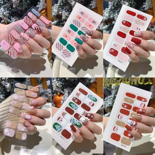 6 Sheets Christmas Nail Art Stickers Winter Cute Elk Snowflake Xmas Tree-2
