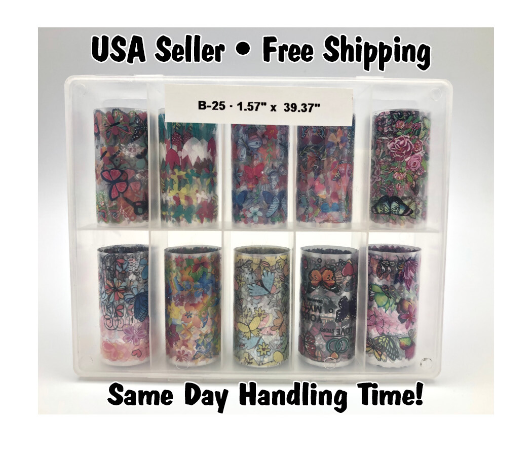 Nail Foil Transfer Decals – New – Butterfly – Transfer Foils – B25