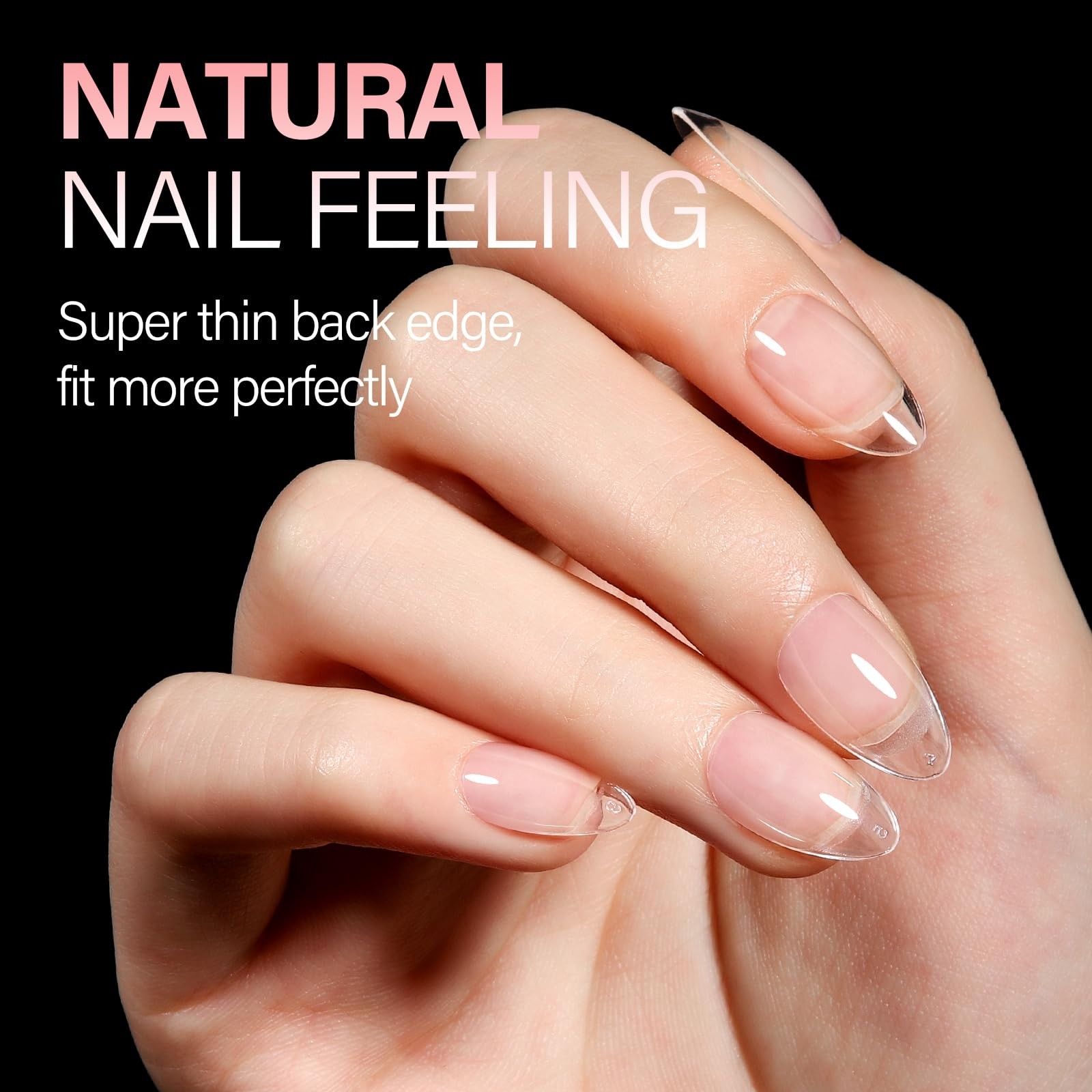 AILLSA Short Almond Nail Tips PreShaped Acrylic Nail Tips Half Matte Full Cov…