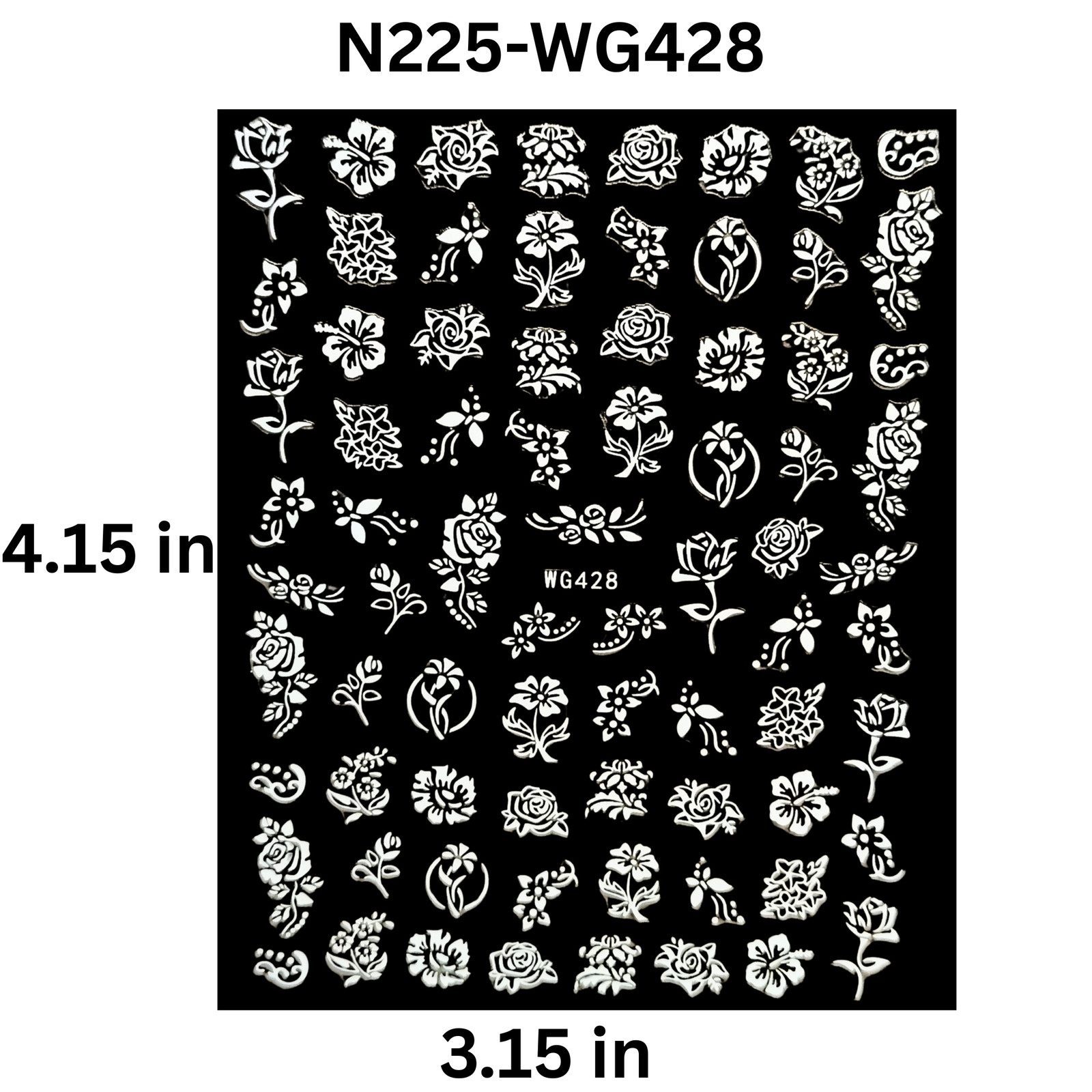 3D White Flower Nail Art Stickers – Embossed Floral Rose Decals – Self-Adhesive