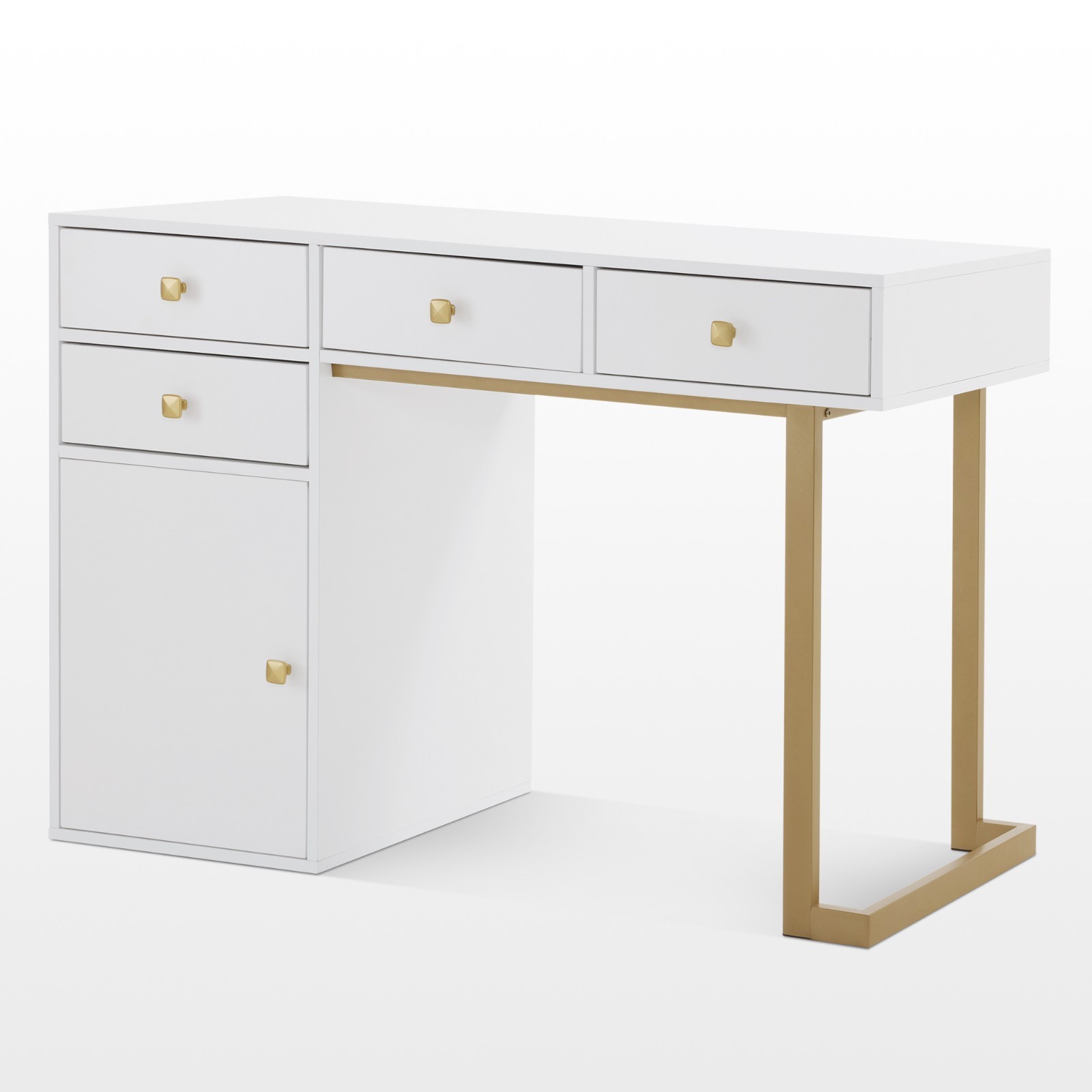 Modern Manicure Storage Table with Drawers, Beauty Nail Tech Desk with Display