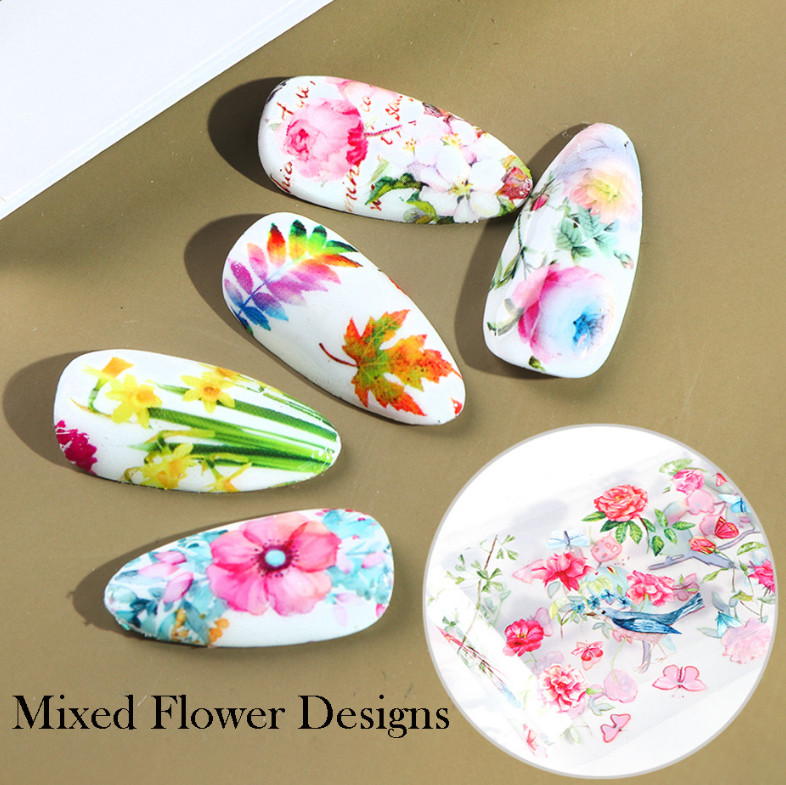 10pcs Maple Leaf Flower Nail Art Film Foil Transfer Decals Manicure DIY 19132