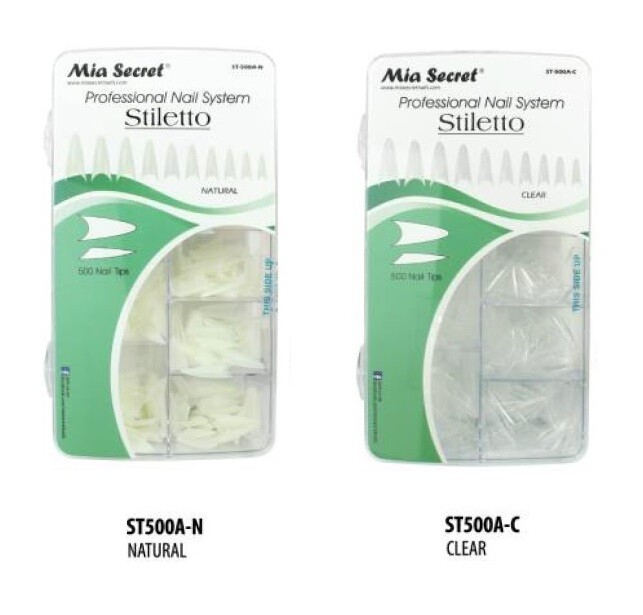Mia Secret Nail Tips STILLETO /ROYAL FANCY -White, Clear, Natural *CHOOSE YOURS