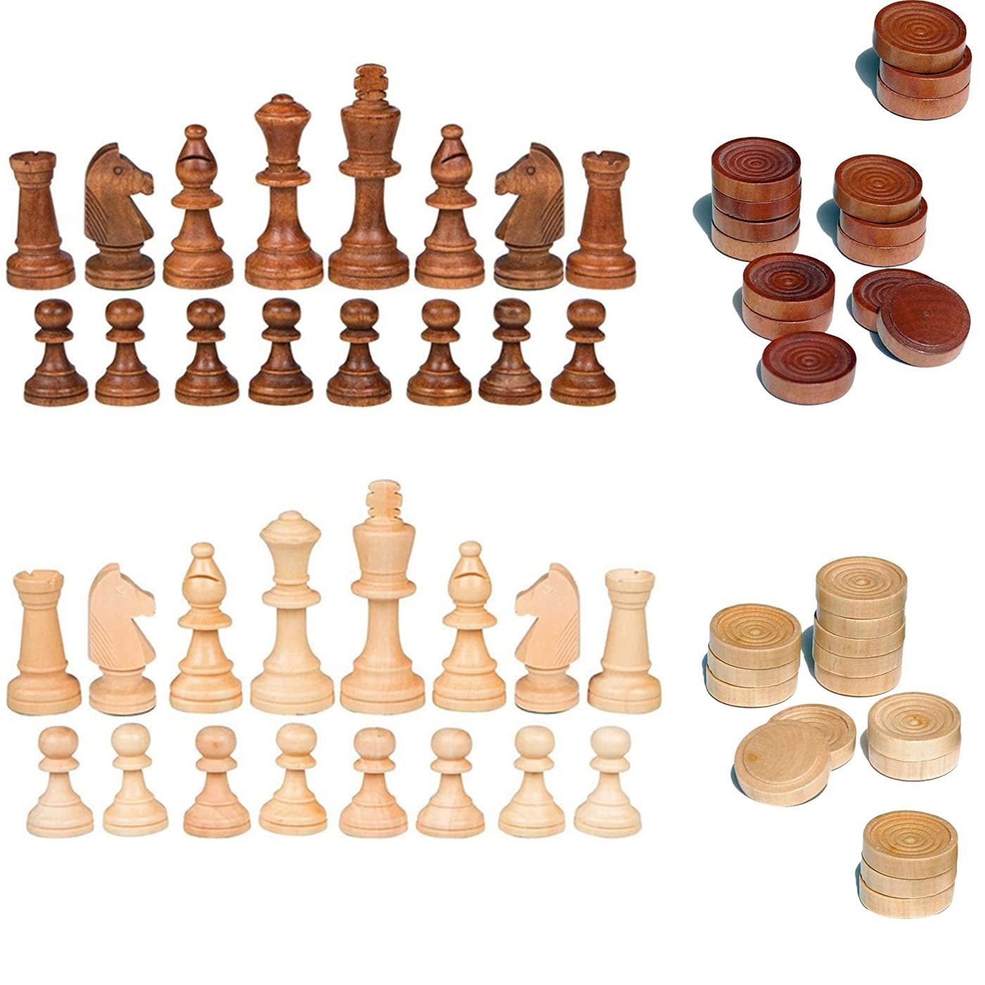 NiSotieb 2 in 1 Chess Pieces Wood 3.5 inches (L) x 1 inch (W) x 0.1 cm (H)