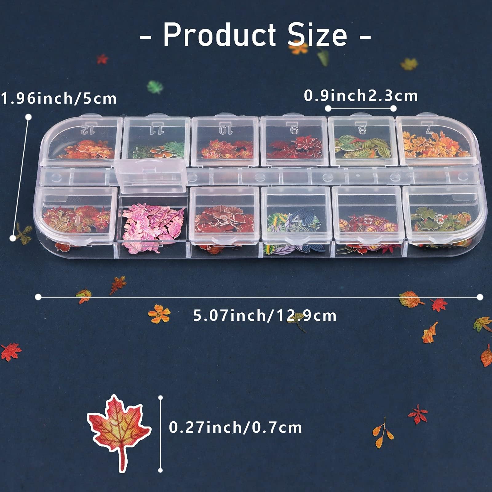 2 Boxes Maple Leaves Nail Art Sequins, 3D Fall Leaves Stickers for Acrylic Na…