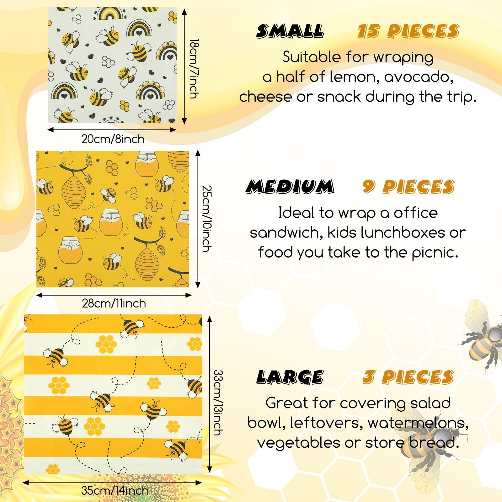 Tranqun 27 Pack Beeswax Wraps for Food Reusable Beeswax Assorted Br… Fast Ship