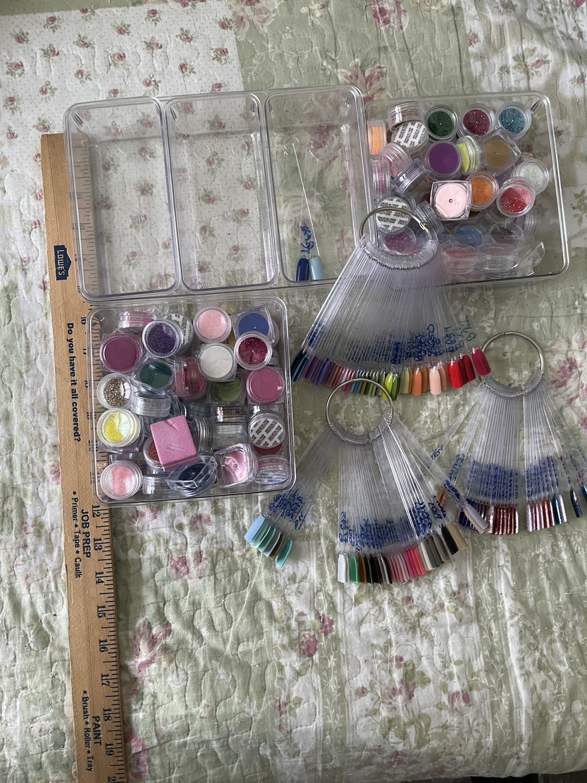 Professional Nail Art Lot Of 200+ Items Color Powder Nail Tips Organizers Etc