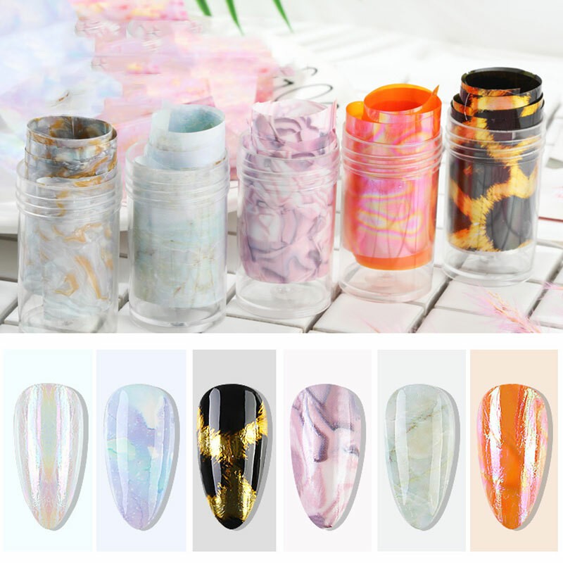 Candy Marble Nail Foils Glitter Foil Nail Art Transfer Stickers Decals Tips DIY✔