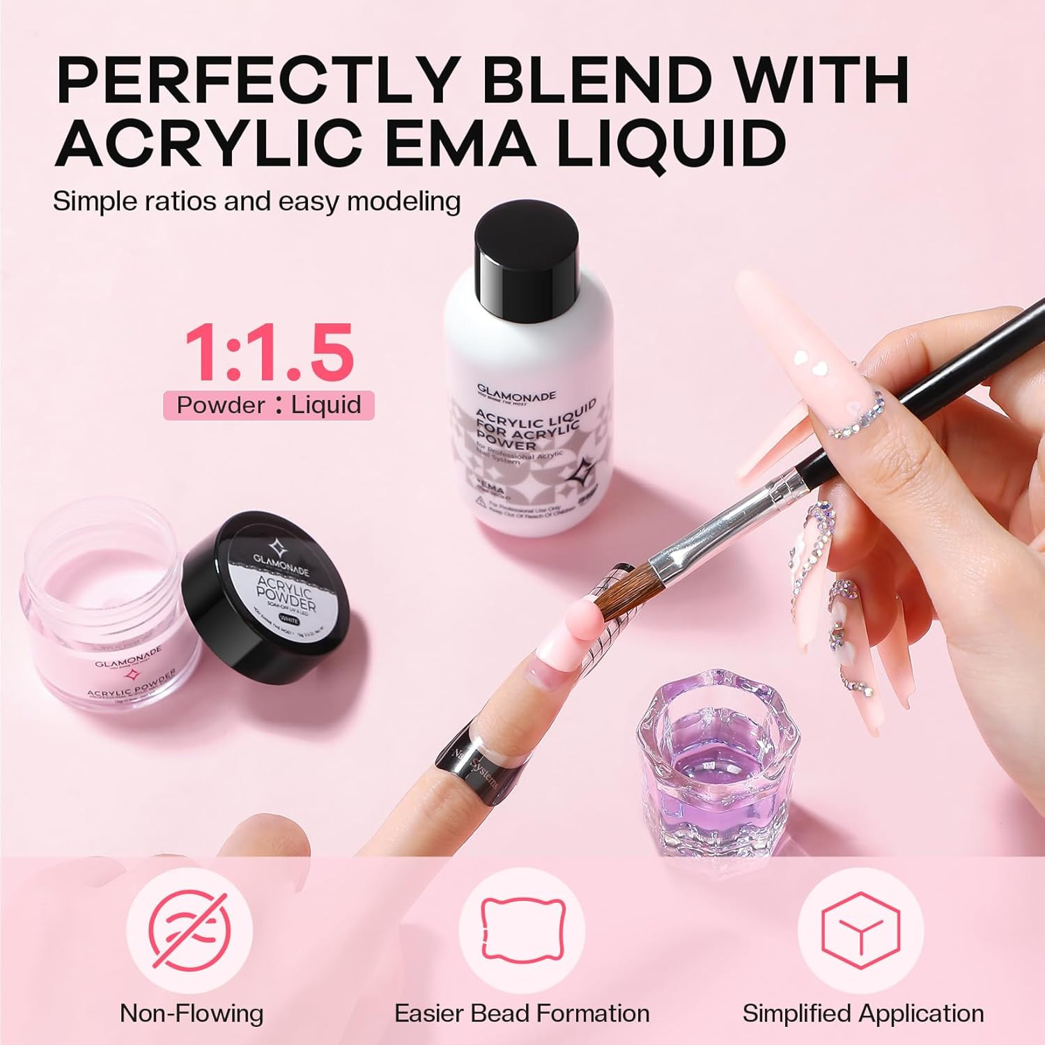Acrylic Nail Kit for Beginners: Clear Pink Acrylic Powder Set Professional Nails