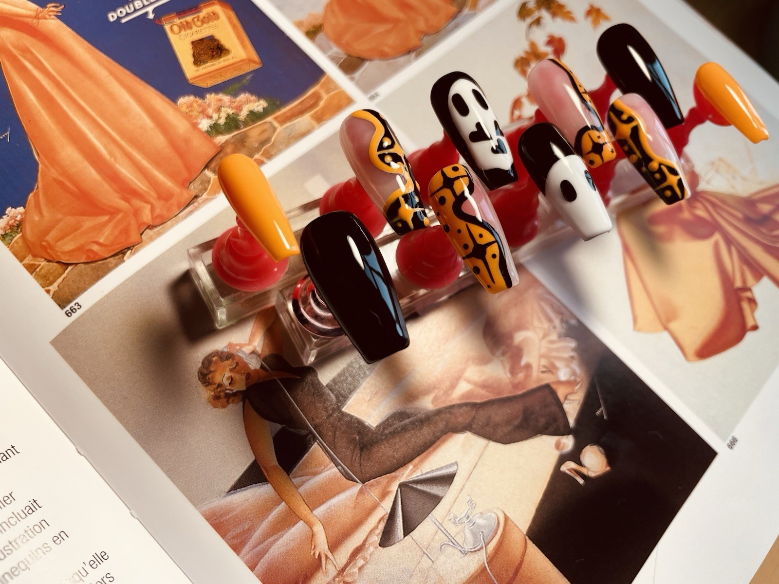 Halloween Press-On Nails Long Coffin Custom Set sz SM