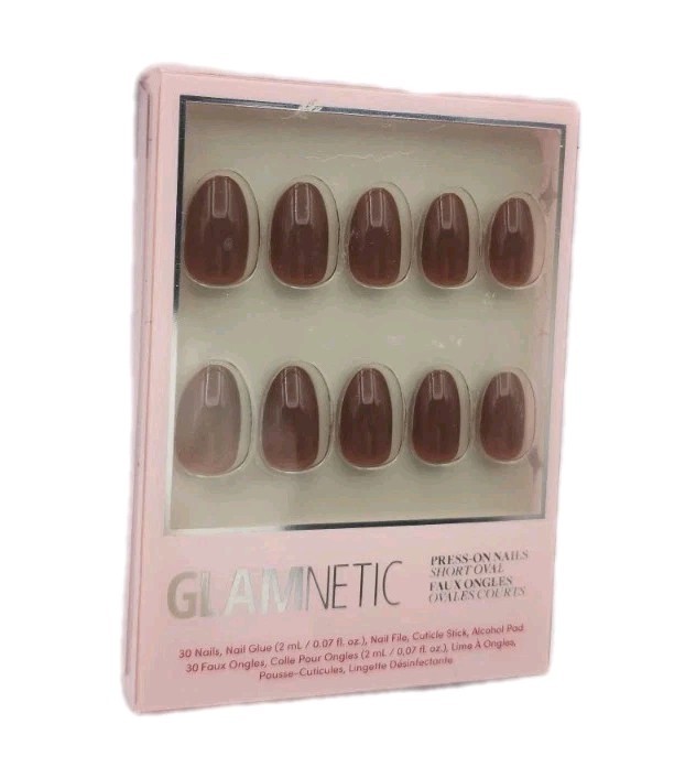 Glamnetic Chocolate Brown Press-On Short Oval Nails Set