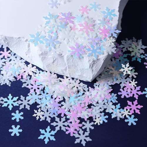 6 Grids White Snowflake Nail Art Sequins Christmas Snowflake Nail Style G
