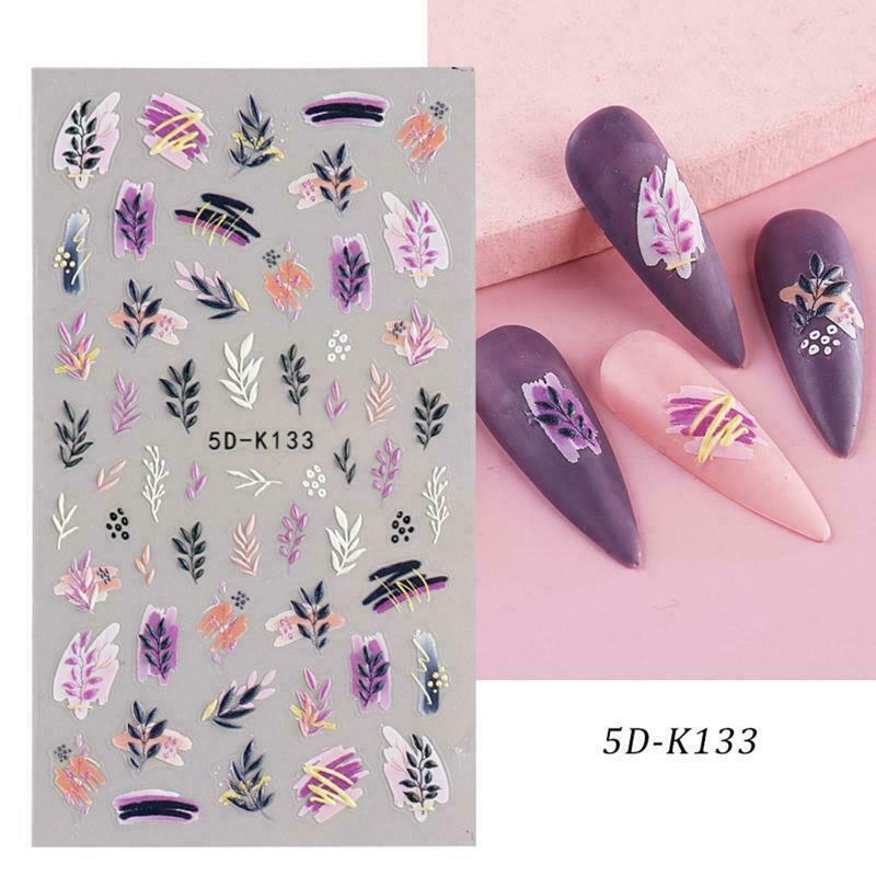 Flower Leaf Lace Geometric Nail Art Stickers 5D Nail Art Decal Manicure DIY NS24