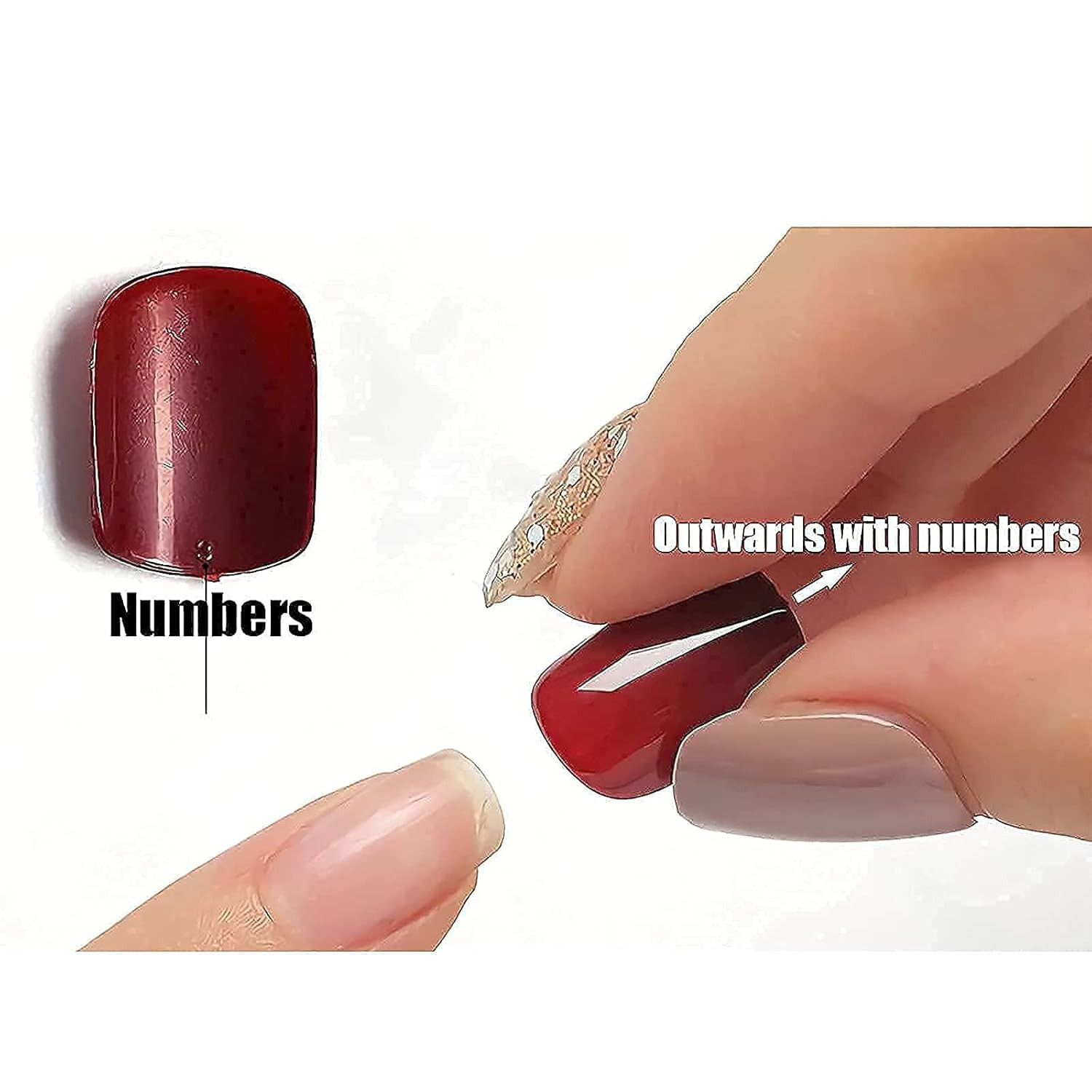 Press on Nails – Medium Coffin Glue on Nails with Blue Ombre, Acrylic Bling Glit