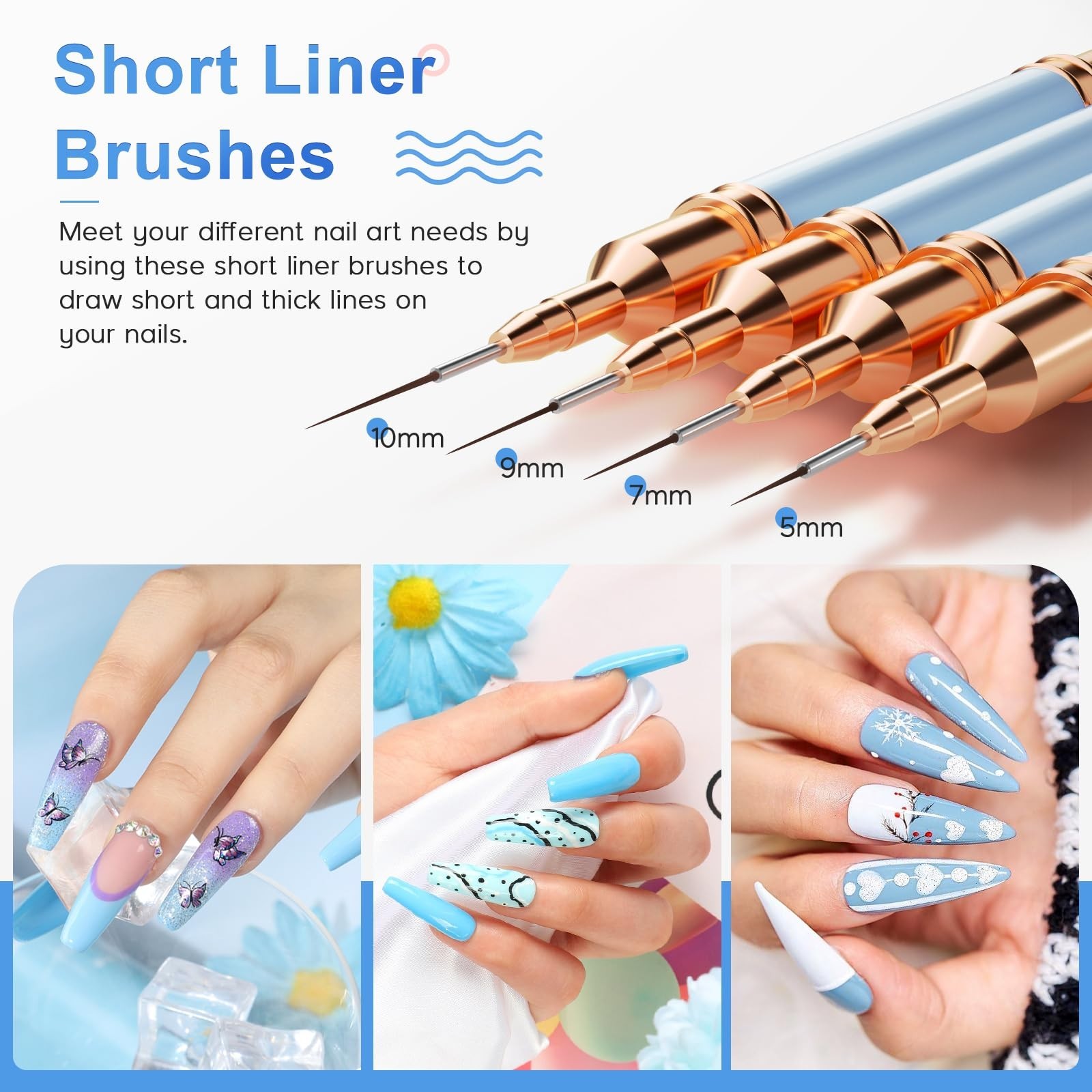10PCS Double-Ended Nail Art Brushes Set – Fine Detail Liner Brushes for Nail Des