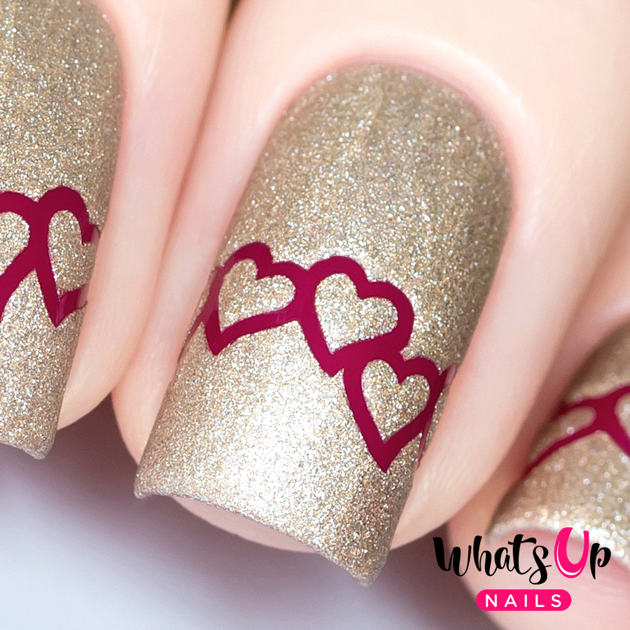 Heart Chain Stencils for Nails, Valentine’s Day Nail Stickers, Nail Vinyls