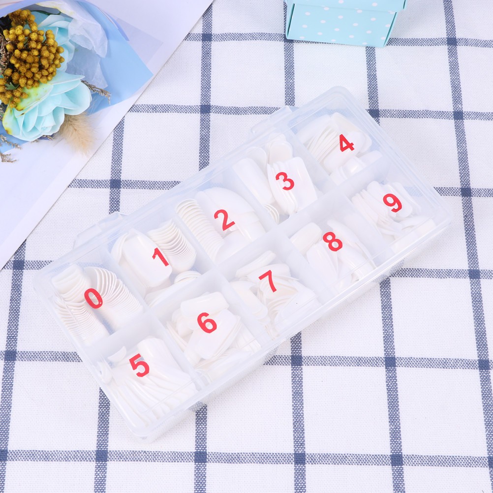 500Pcs Reusable ABS Artificial Tips Full Cover White Nails for DIY Nail Art