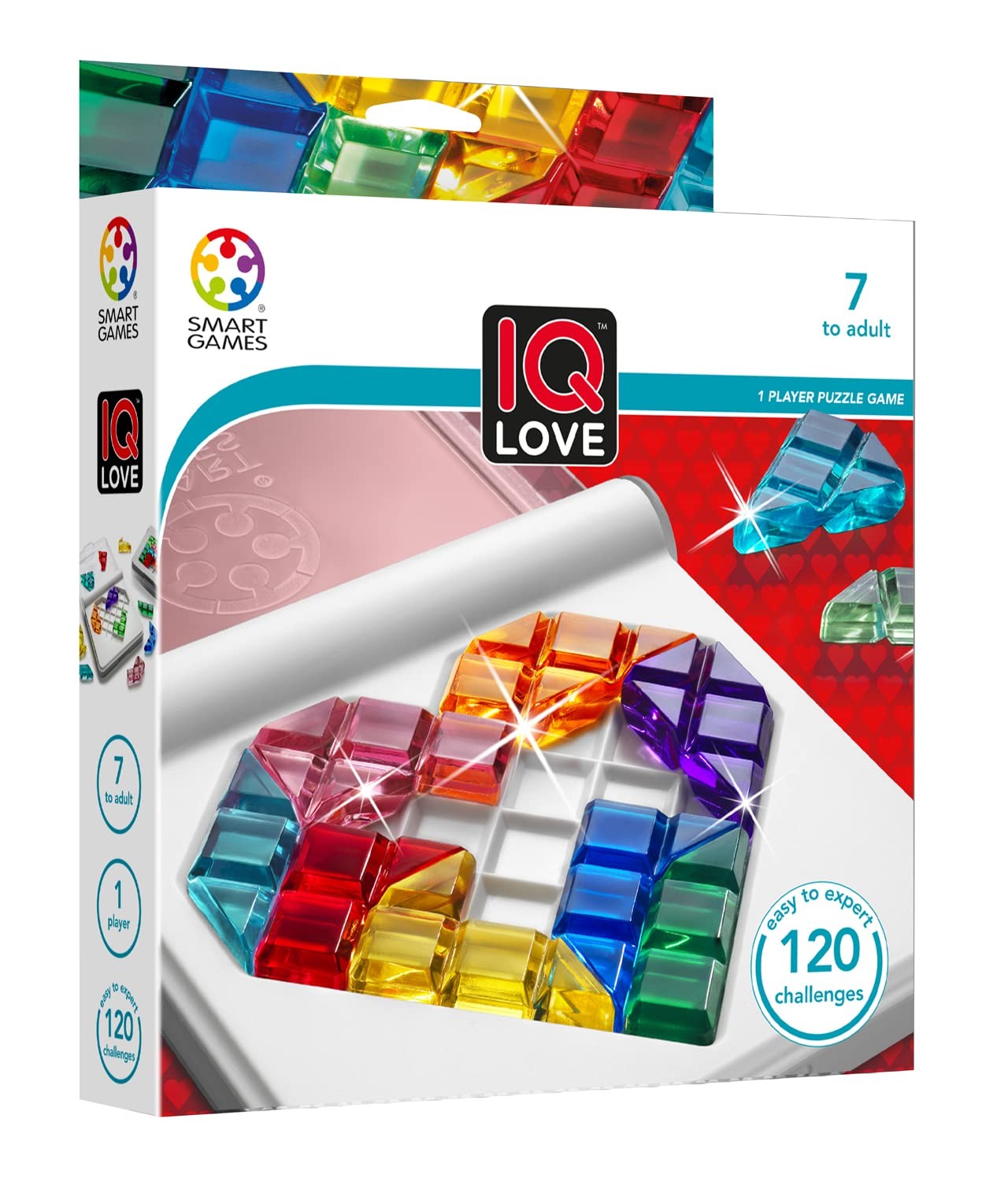 SmartGames IQ Love Travel Puzzle Game with 120 Challenges Travel, Multi-color
