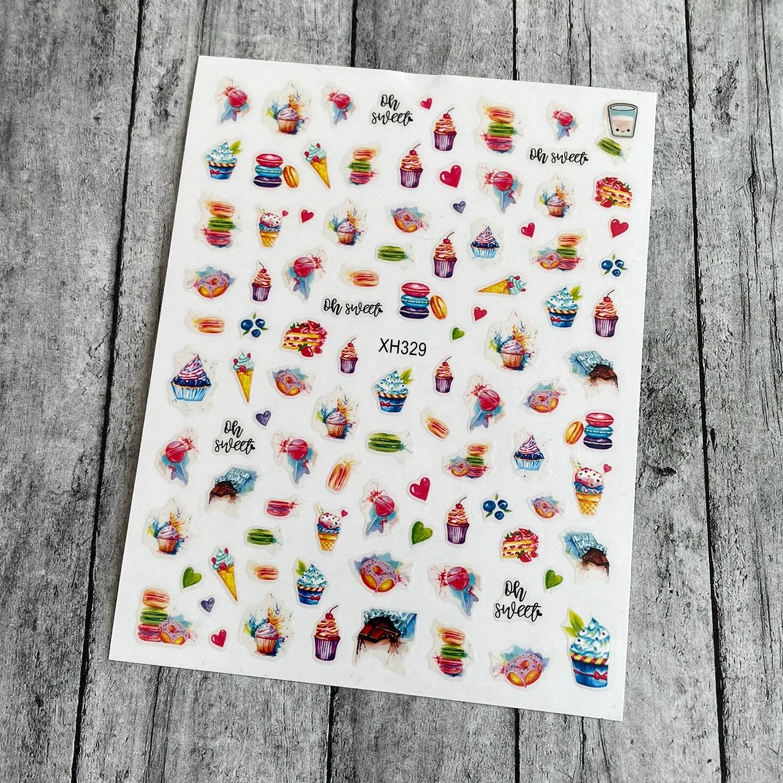 Sweet Frozen Dessert Sundae Ice Cream Fruit Shaved Ice Cool Drinks Nail Sticker