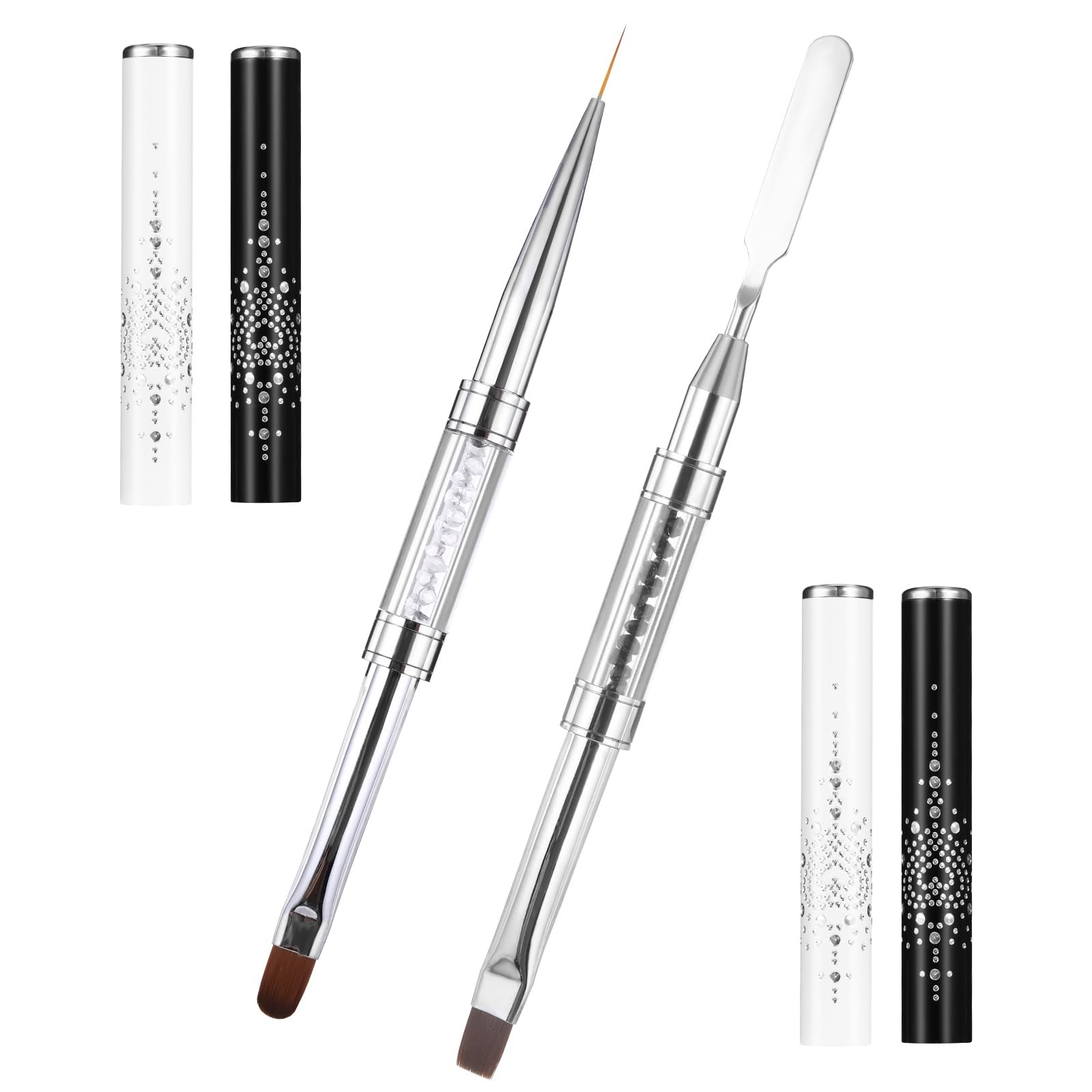 2 Pcs Double Ended Nail Builder Gel Brush French Tip Brush for Nail Art Design