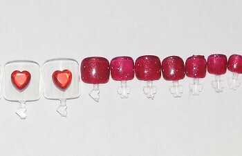 Red Heart- press on Toe nail set- (Set of 18 sizes 0-8) Toe Nails