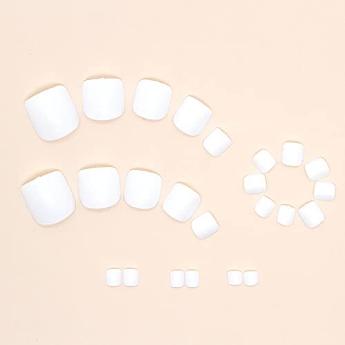 White Press on Toenails Square Fake Toenails Gloss Glue on Toenails Full style8