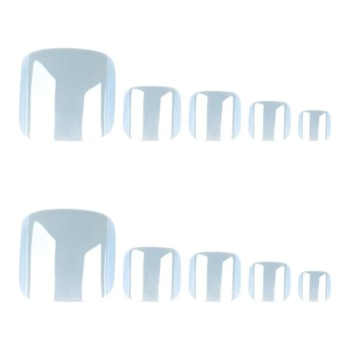 TOE-19 Blue Chrome Toe Nails – Short Square Square Toe Nails – Press ons