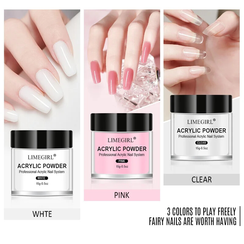40ml Crystal Liquid With 45ml Acrylic Powder Kit Set Pink White Transparent