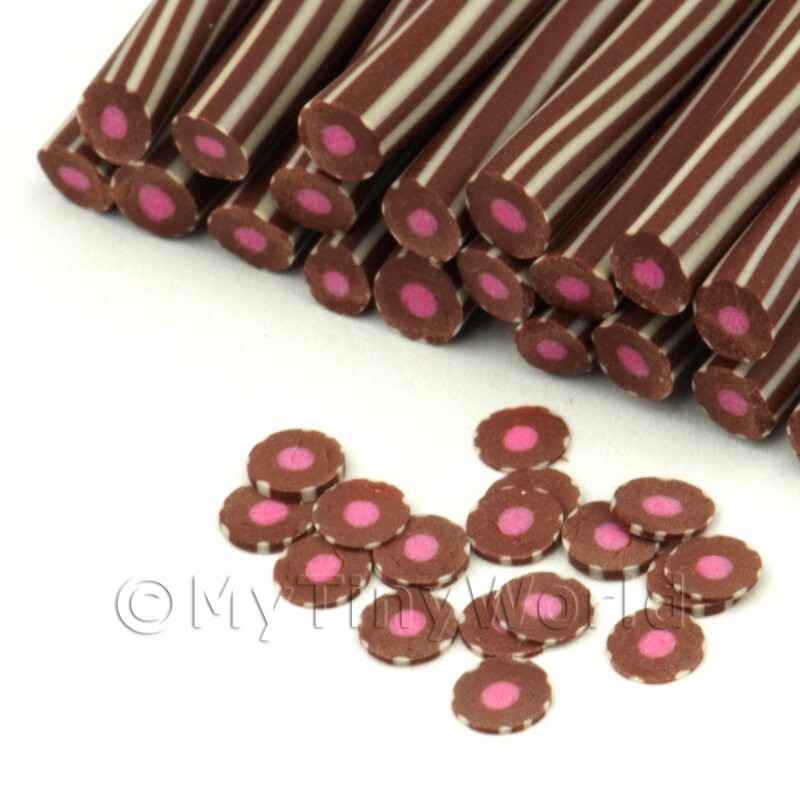 2 x Milk Chocolate with Raspberry Fondant Nail Art Cane