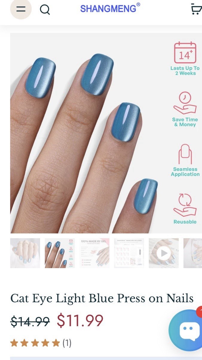 Shangmeng Gel Reusable Press-On Nails, Short Length. New (package Opened)