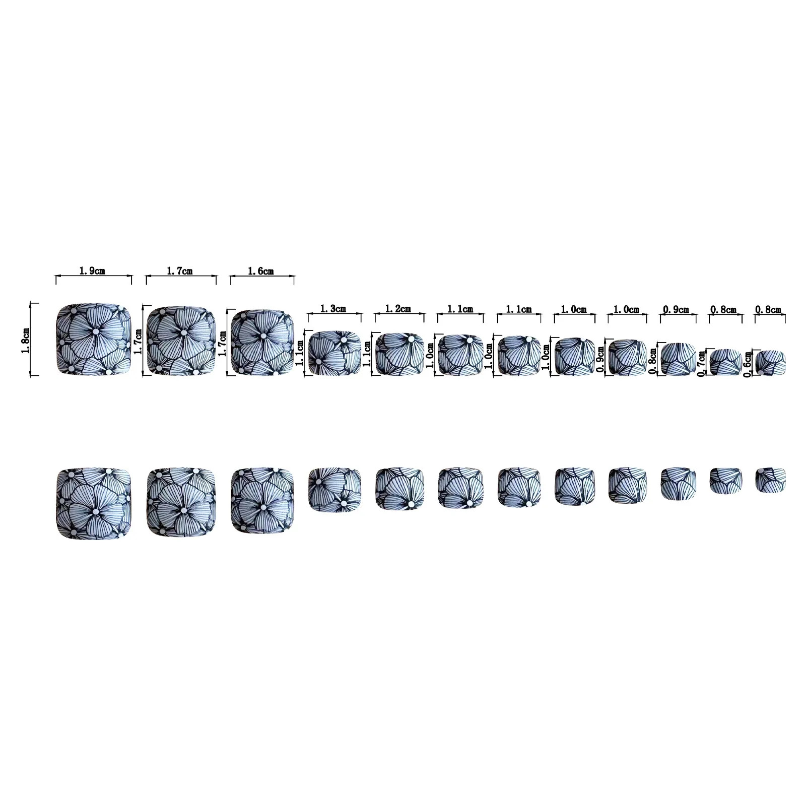 24pcs Matte Black Leaf Flower False Toenails Press on Toe Nails
