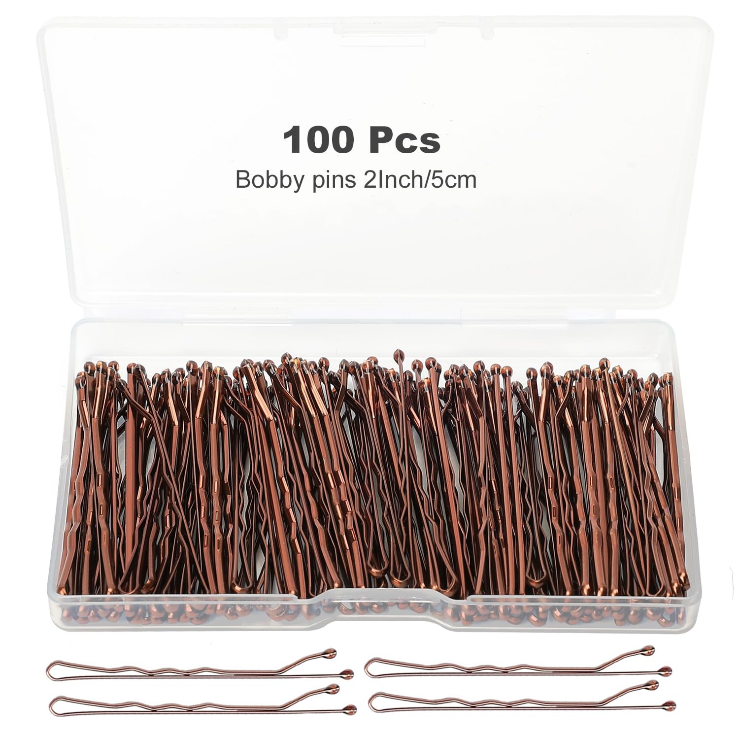 100Pcs Bobby Pins Brown Hair Kit for Women 1 Count (Pack of 100),