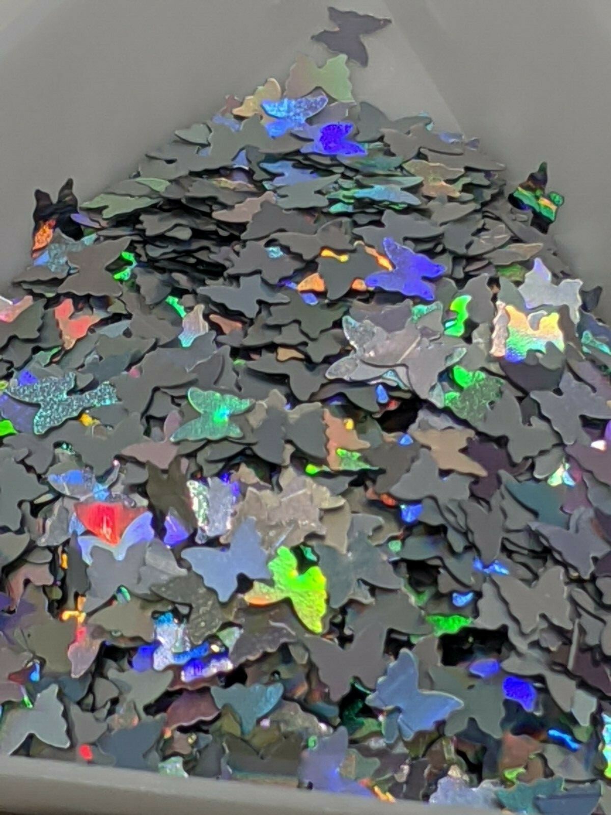Holographic Silver Butterfly Shapes, Nail Art Embellishment/sequin. Uk Seller.