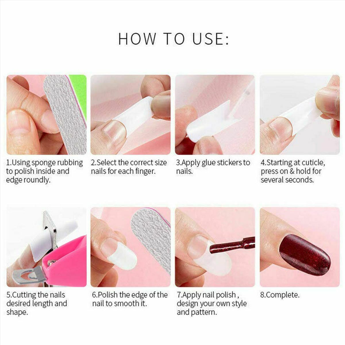 500Pcs XXL C Curve Nail Tips Extra Long Square Fake Nails Half Cover False Nails