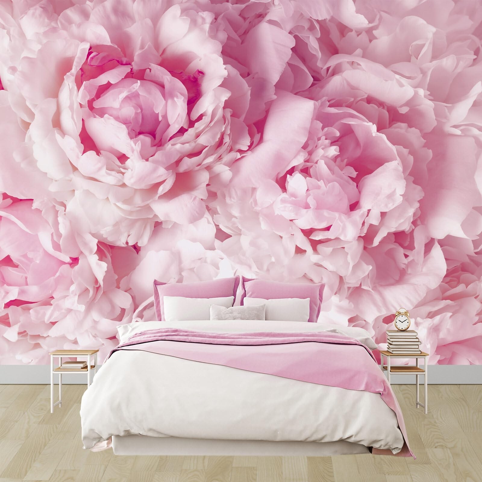 WFBHUA-Pink Floral Wallpaper Mural Peony Flower Wallpaper for Girls Bedroom W…