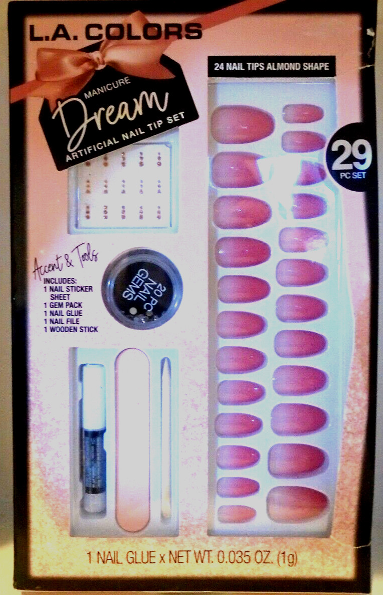 L.A. Colors Manicure Dream 29 Piece Almond Shape Artificial Nail Tip Set