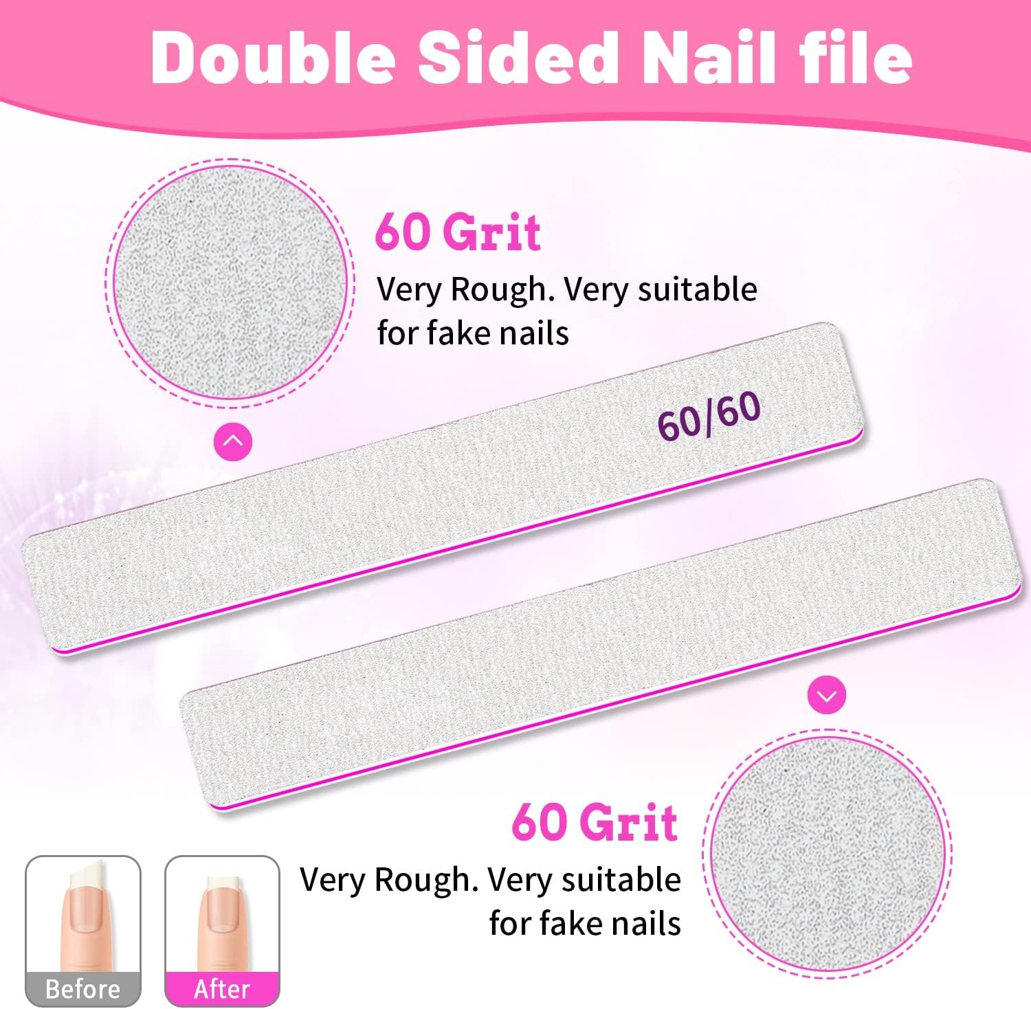 Nail Files 80 Grit, 80/80 Grit Nail Files, Jumbo Nail Files for