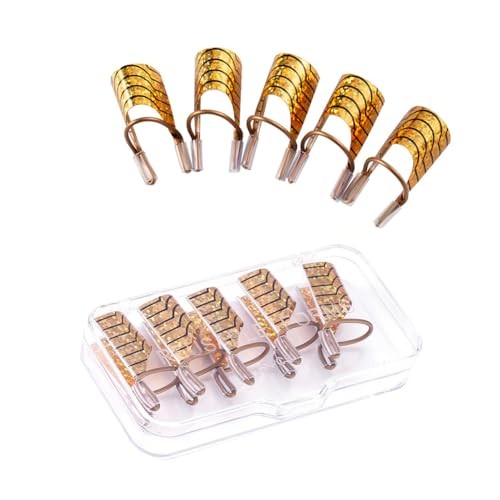 AKOAK 10 Pieces Reusable UV gel Acrylic Nail Art Tips Extension Guidance gold