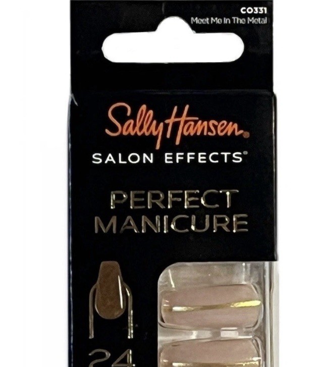 2pk Sally Hansen Salon Effects Perfect Manicure Med Coffin/Meet Me In The Metal